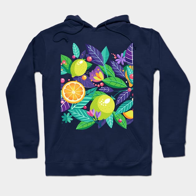 Funny Lemon leaves floral pattern fresh green lime citrus fruit exotic Lemonade, Neon Lemon, Tropical Summer Party gifts vintage decoration Hoodie by sofiartmedia